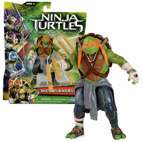 Playmates Year 2014 Teenage Mutant Ninja Turtles TMNT Movie Series 5 Inch Tall Action Figure - MICHELANGELO with Nunchakus and Triple Stick