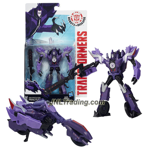 Hasbro Year 2015 Transformers Robots in Disguise Animation Warrior Class 5-1/2" Tall Figure - Decepticon FRACTURE with Blaster (Vehicle: Motorcycle)