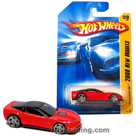 Hot Wheels Year 2008 New Models Series Set 1:64 Scale Die Cast Car Set #33 - Red Color High Performance Sports Coupe '09 CORVETTE ZR1 L9924