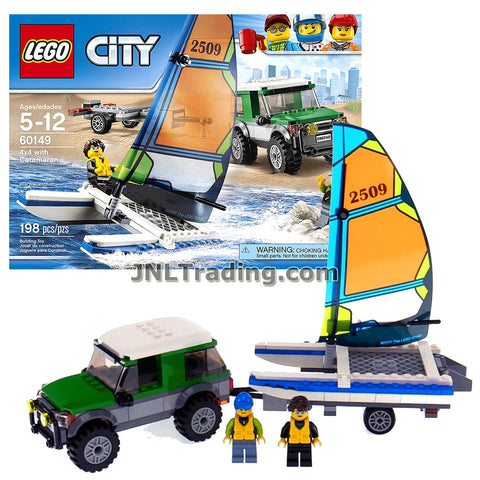 Year 2017 Lego City Series Set 60149 - SUV 4x4 with CATAMARAN Plus Detachable Trailer, Catamaran Pilot and Driver (198 Pcs)