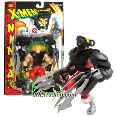 Marvel Comics Year 1996 X-MEN Ninja Force Series 5-1/2 Inch Tall Figure - NINJA SABRETOOTH with Mask and Clip-On Claw Armor
