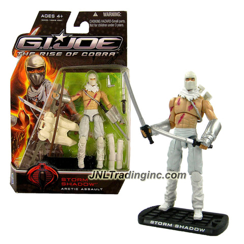 Hasbro Year 2009 G.I. JOE Movie "The Rise of Cobra" Series 4 Inch Tall Action Figure - Arctic Assault STORM SHADOW with 2 Katana Swords, Gauntlets, Backpack with Concealed Blades, Staff and Display Base