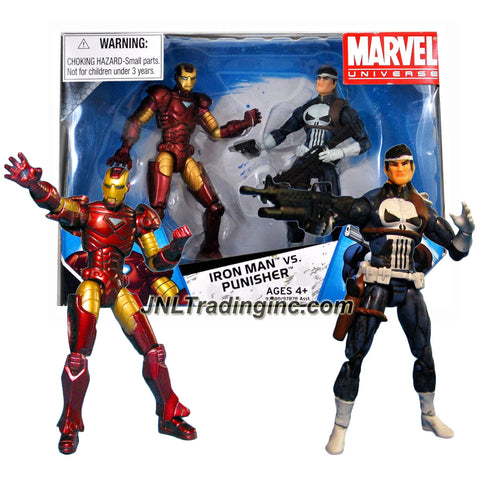 Marvel Year 2009 Series 2 Marvel Universe Exclusive 2 Pack 4 Inch Tall Figure Set - IRON MAN vs. PUNISHER with Pistol and Assault Rifle