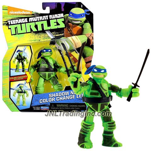 Playmates Nickelodeon Teenage Mutant Ninja Turtles 5" Tall Action Figure - SHADOW NINJA COLOR CHANGE LEO with Twin Katana Swords