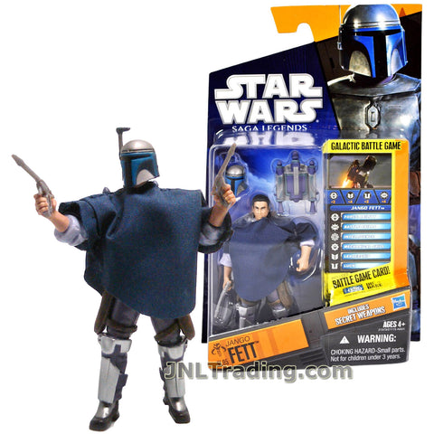 Star Wars Year 2010 Galactic Battle Game Saga Legends Series 4 inch Tall Figure - JANGO FETT SL05 with Cloak, Blaster, Helmet, Jet Pack, Battle Game Card, Die, Secret Weapons and Display Base