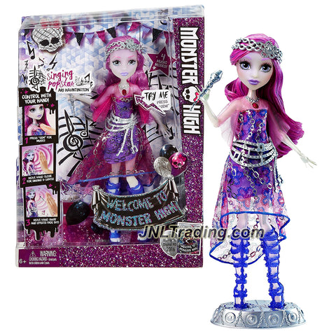 Mattel Year 2015 Welcome to Monster High Series 11 Inch Tall Electronic Doll Set - ARI HAUNTINGTON DNX66 with 4 Music Modes, Microphone and Display Base