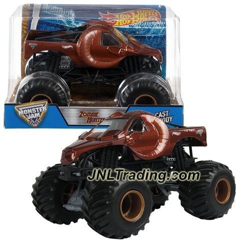 Hot Wheels Year 2016 Monster Jam 1:24 Scale Die Cast Metal Body Official Truck - ZOMBIE HUNTER (DHY71) with Monster Tires, Working Suspension and 4 Wheel Steering