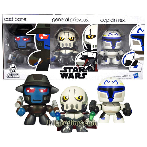 Star Wars Year 2010 Mini Muggs Series 3 Pack 3 Inch Tall Figure - Bounty Hunter CAD BANE, Droid Army Supreme Commander GENERAL GRIEVOUS and Clone Trooper CAPTAIN REX