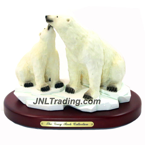 Amy and Addy The Gray Rock Collection Series Wildlife Animal Resin Decorative Statue - POLAR BEAR COUPLE ON ICEBERG Sculpture with Base