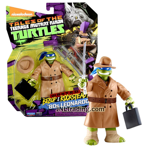 Year 2017 Tales of Teenage Mutant Ninja Turtles TMNT Series 5 Inch Tall Figure - '80s LEONARDO in Trench Coat with Suitcase. Hat and Twin Swords