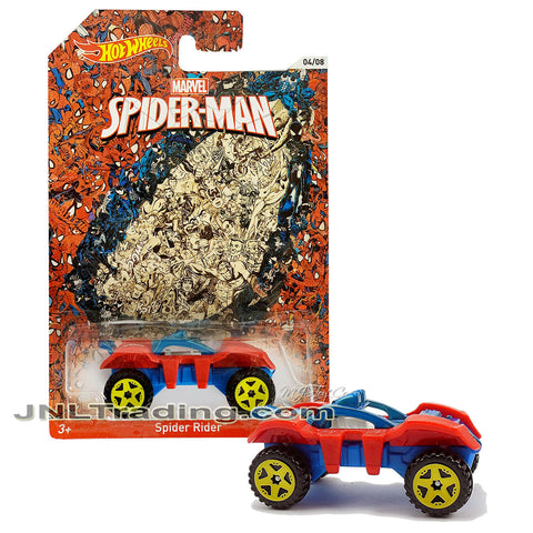 Year 2013 Hot Wheels Marvel Spider-Man Series 1:64 Scale Die Cast Car Set 4/8 - Red Blue ATV SPIDER-RIDER