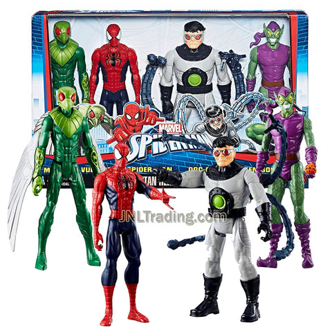 Year 2017 Marvel SpiderMan Titan Hero Series 4 Pack 12 Inch Tall Figure Set - Marvel's Vulture, Spider -Man, Doc Ock and Green Goblin