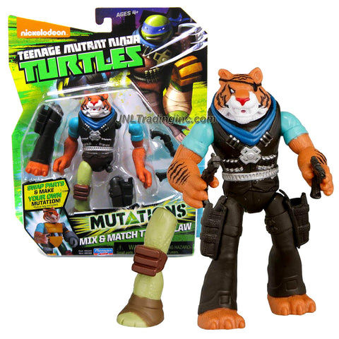 Playmates Year 2014 Teenage Mutant Ninja Turtles TMNT "Mutations Mix and Match" Series 5 Inch Tall Action Figure - TIGER CLAW with 2 Guns and 1 Extra Turtle Right Leg