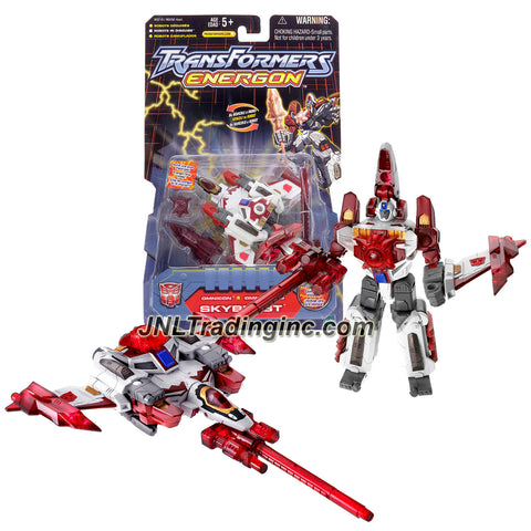 Hasbro Year 2003 Transformers Energon Series Omnicon Class 4 Inch Tall Robot Action Figure - Autobot SKYBLAST with Blaster, Spearhead and Energon Star (Vehicle Mode: Fighter Jet)