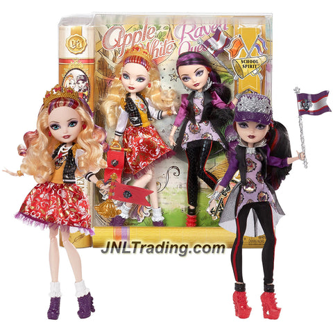 Mattel Year 2014 Ever After High School Spirit Series 2 Pack 11 Inch Doll - APPLE WHITE and RAVEN QUEEN with Trumpet, Flag and Hat