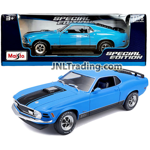 Maisto Special Edition Series 1:18 Scale Die Cast Car - Blue Muscle Coupe 1970 FORD MUSTANG MACH 1 with Display Base