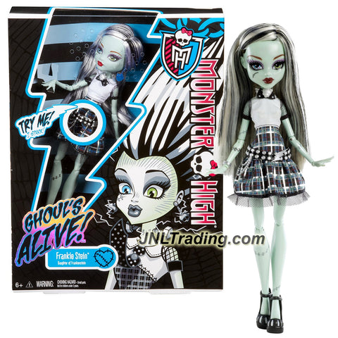 Mattel Year 2012 Monster High Ghoul's Alive! Series 11 Inch Electronic Doll - FRANKIE STEIN Daughter of Frankenstein with Sparking Body & Doll Stand