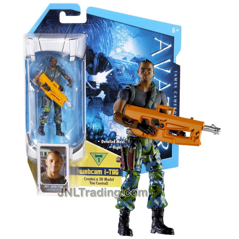 Mattel Year 2009 James Cameron's Avatar Movie Series 4 Inch Tall Highly Articulated Detailed Replica Action Figure - Pvt. Sean Fike with Rifle and Level 1 Webcam i-Tag