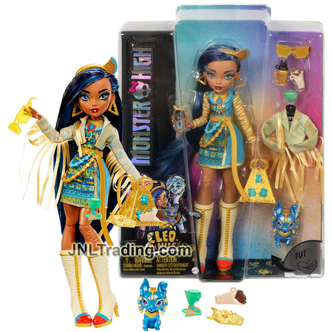 Year 2022 Monster High Pet Buddies Series 11 Inch Doll - CLEO DE NILE with TUT, Backpack, Sunglasses, Jacket, Mug and Phone