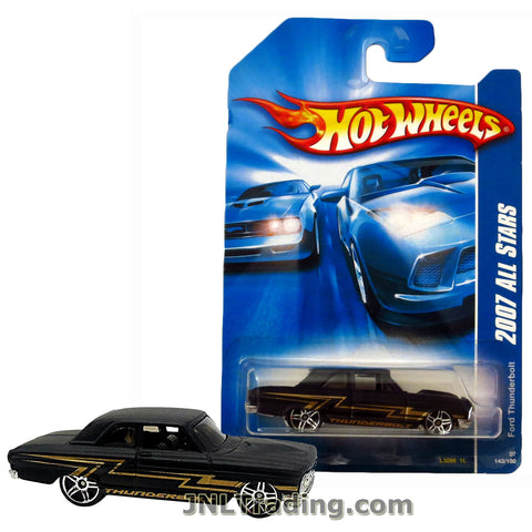 Hot Wheels Year 2007 All Stars Series 1:64 Scale Die Cast Car Set #143 - Black Color Drag Race Muscle Car FORD THUNDERBOLT L3096