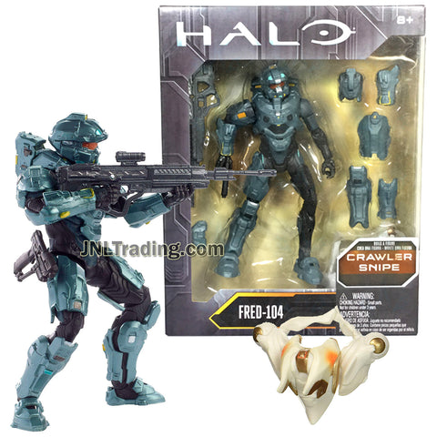 Year 2016 HALO Crawler Snipe Series 6 Inch Tall Figure : Spartan FRED-104 with Blaster Rifle and Body Armor