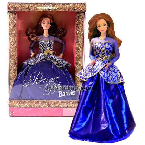 Year 1997 Barbie Exclusive Special Edition 12 Inch Doll - PORTRAIT IN BLUE  Caucasian Model Barbie with Blue Gown, Shoes, Earrings and Hairbrush