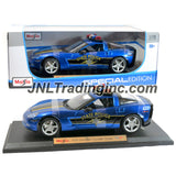 Maisto Special Edition Series 1:18 Scale Die Cast Car -  Blue State Police Cruiser 2005 CHEVROLET CORVETTE COUPE with Base (Dim: 9" x 4" x 2-1/2")