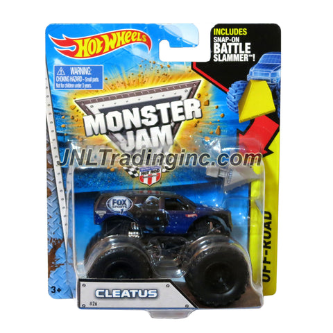 Hot Wheels Year 2014 Monster Jam 1:64 Scale Die Cast Truck OFF-ROAD Series - CLEATUS (CFT49) with Snap-On Battle Slammer (Dimension : 3-1/2" L x 2-1/4" W x 2-1/2" H)