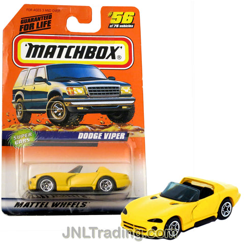 Matchbox Year 1997 Super Cars Series 1:64 Scale Die Cast Metal Car #56 - Yellow High Performance Sports Convertible Coupe DODGE VIPER