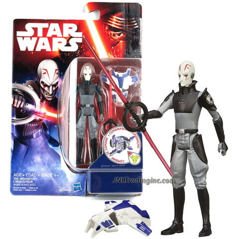 Hasbro Year 2015 Star Wars Rebels 4" Tall Action Figure - THE INQUISITOR (B4166) with Double Lightsaber Plus Build A Weapon Part #1