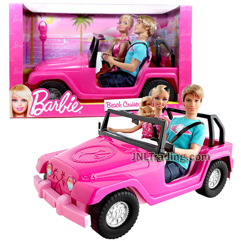 Year 2011 Barbie Fashionistas Series 12 Inch Doll Set -  BEACH CRUISER (V0834) with KEN in Blue Shirt and Blue Short Denim Plus BARBIE in Pink Dress
