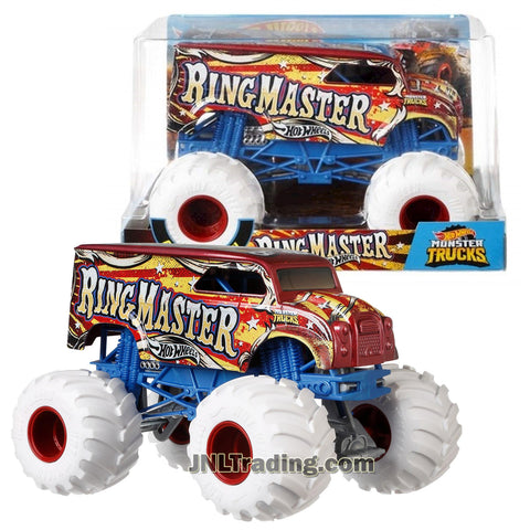 Product Features Die Cast Metal and Plastic Parts Realistic Details with Monster Tires,Working Suspension and 4 Wheel Steering 1:24 Scale (Dimension : 7" L x 5-1/2" W x 4-1/2" H) Produced in year 2018 For age 3 and up Product Description Hot Wheels Year 2018 Monster Jam 1:24 Scale Die Cast Metal Body Official Truck - RING MASTER FYJ87 with Monster Tires, Working Suspension and 4 Wheel Steering