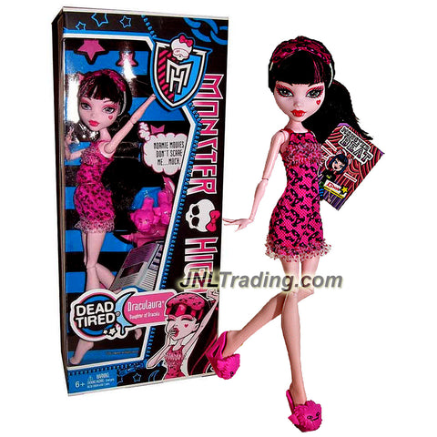 Mattel Year 2012 Monster High "Dead Tired" Series 10 Inch Doll - Draculaura "Daughter of Dracula" with Pair of Slippers (X4515)