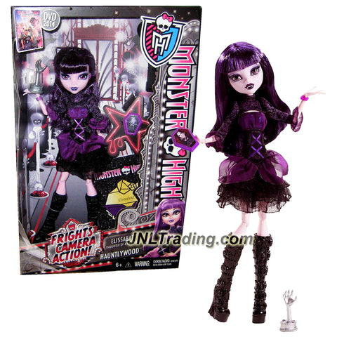Mattel Year 2013 Monster High "Frights, Camera, Action!" Series 11 Inch Doll Set - ELISSABAT "Daughter of a Vampire" with Coffin-Shaped Phone, Hand Fright Award, Hairbrush and Doll Stand