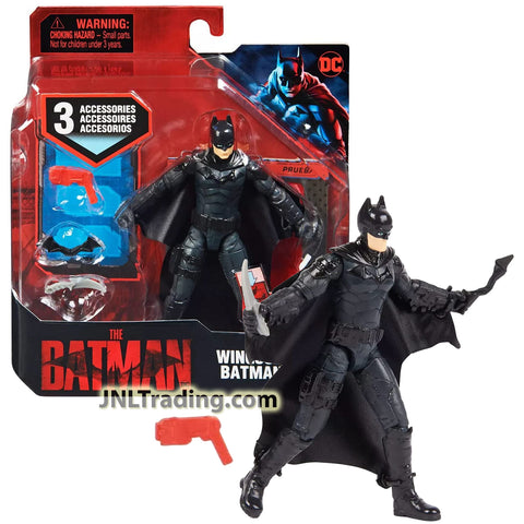Year 2021 DC Comics The Batman Series 4 Inch Tall Figure - WINGSUIT BATMAN with Knife, Batarang, Gun and Mystery Card