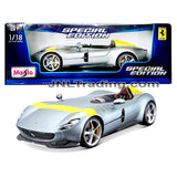 Maisto Special Edition Series 1:18 Scale Die Cast Set - Silver Single Seat Sports Car FERRARI MONZA SP1 with Display Base