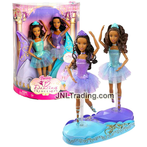 Year 2006 Barbie 12 Dancing Princess Series 12 Inch Doll Set - African American PRINCESS ISLA and HADLEY J8890 with Doll Stands