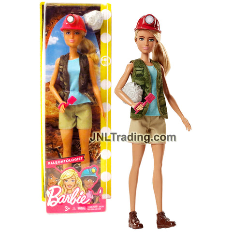 Year 2017 Barbie Career Series 12 Inch Doll - Caucasian PALEONTOLOGIST FJB12 with Helmet, Fossil Stone and Brush