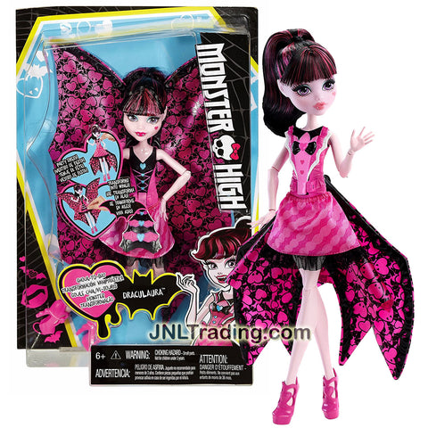 Mattel Year 2015 Monster High Party Series 11 Inch Doll Set - Ghoul to Bat DRACULAURA Daughter of Dracula with Wing Transforming Dress