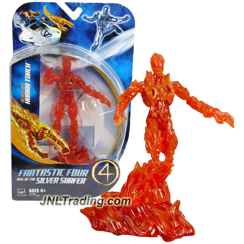 Hasbro Year 2007 Marvel Fantastic Four Rise of the Silver Surfer Series 6 Inch Tall Action Figure - Blast Off HUMAN TORCH with Flame Base