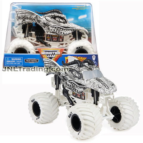 Year 2021 Monster Jam 1:24 Scale Die Cast Metal Official Truck Series - White DRAGON 20130375 with Monster Tires and Working Suspension