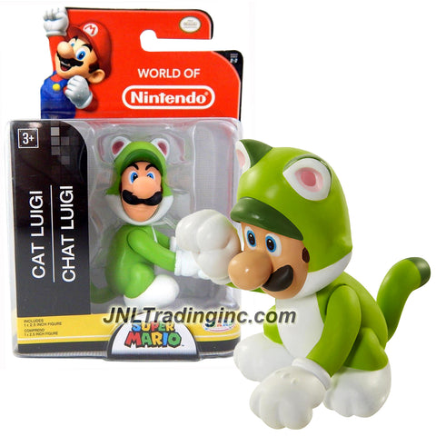 Jakks Pacific Year 2016 World of Nintendo "Super Mario" Series 2-1/2 Inch Tall Mini Figure - CAT LUIGI