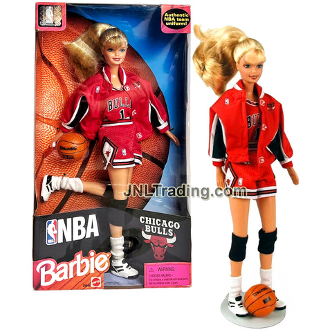 Year 1998 Barbie NBA Series 12 Inch Doll - CHICAGO BULLS Caucasian Model 20692 with Jacket and Basketball