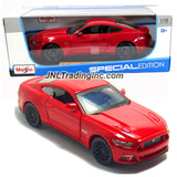 Maisto Special Edition Series 1:18 Scale Die Cast Car - Red Color Sports Coupe 2015 FORD MUSTANG GT with Display Base (Car Dimension: 10" x 4" x 3")