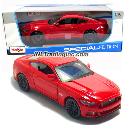 Maisto Special Edition Series 1:18 Scale Die Cast Car - Red Color Sports Coupe 2015 FORD MUSTANG GT with Display Base (Car Dimension: 10" x 4" x 3")