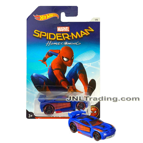 Year 2016 Hot Wheels Spider-Man Series 1:64 Scale Die Cast Car Set 1/6 - Homecoming Blue Sports Coupe POWER RAGE