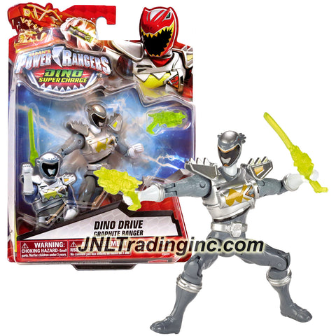 Bandai Year 2015 Saban's Power Rangers Dino Super Charge Series 5 Inch Tall Action Figure - Dino Drive GRAPHITE RANGER with Blaster and Sword