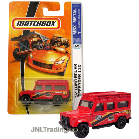 Matchbox Year 2007 MBX Metal Ready For Action Series 1:64 Scale Die Cast Metal Car #65 - Red Luxury Off-Road Vehicle '97 LAND ROVER DEFENDER 110 (K9506)
