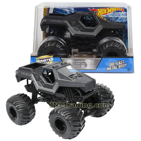 Hot Wheels Year 2017 Monster Jam 1:24 Scale Die Cast Metal Body Official Truck - SOLDIER FORTUNE BLACK OPS DWP11 with Monster Tires, Working Suspension and 4 Wheel Steering