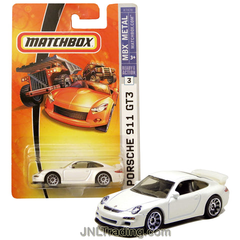 Matchbox Year 2007 MBX Metal Ready For Action Series 1:64 Scale Die Cast Metal Car #3 - White Color Sports Coupe PORSCHE 911 GT3 K7478